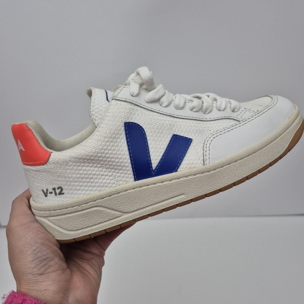 VEJA V-12 MESH SNEAKER, Blue and Orange EUR 35 US 4